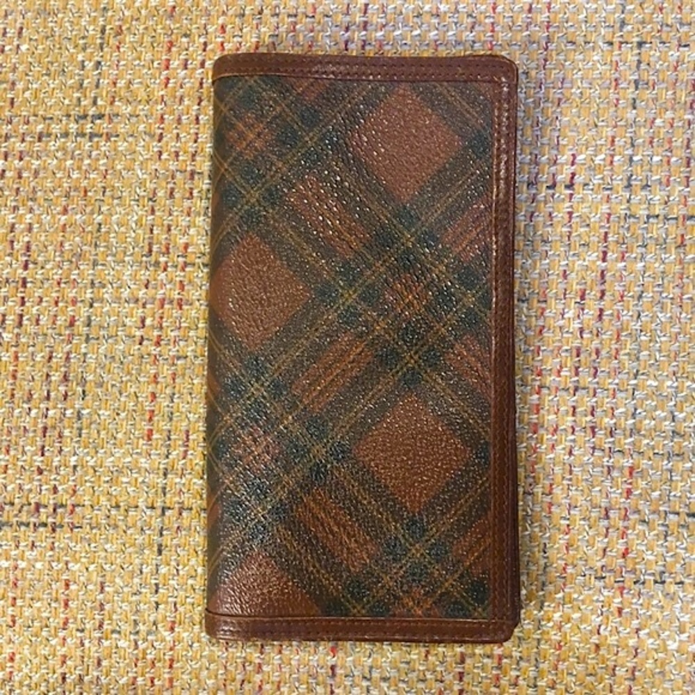 RALPH LAUREN Brown Green Tartan Plaid Multi Billfold Coin Long Bifold Wallet